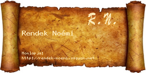 Rendek Noémi névjegykártya